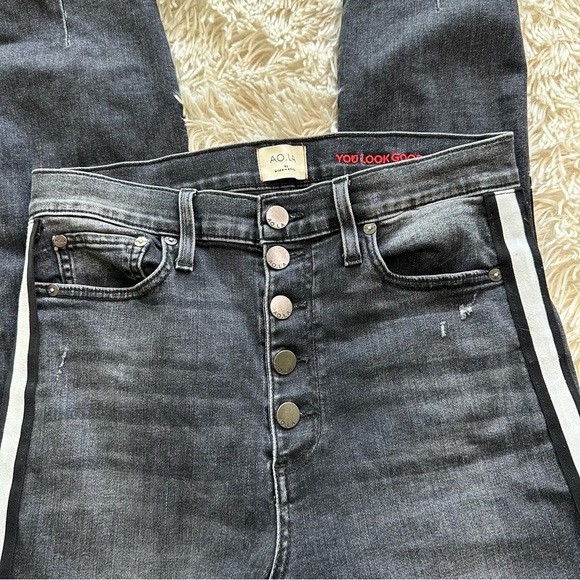 AO.LA Alice + Olivia High Rise Button Fly Side Stripe Jeans Size 30 - Picture 8 of 14